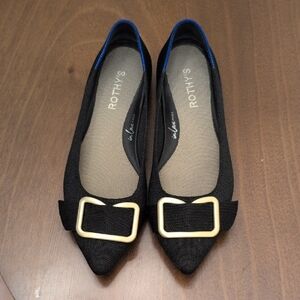 Rothy's Black Flats with Gold Accent